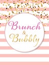 Brunch and Bubbly invitation. Bridal shower. Vector illustration.